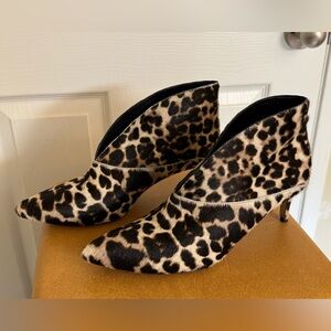 Leopard print genuine fur Bootie kitten stiletto 10 women’s